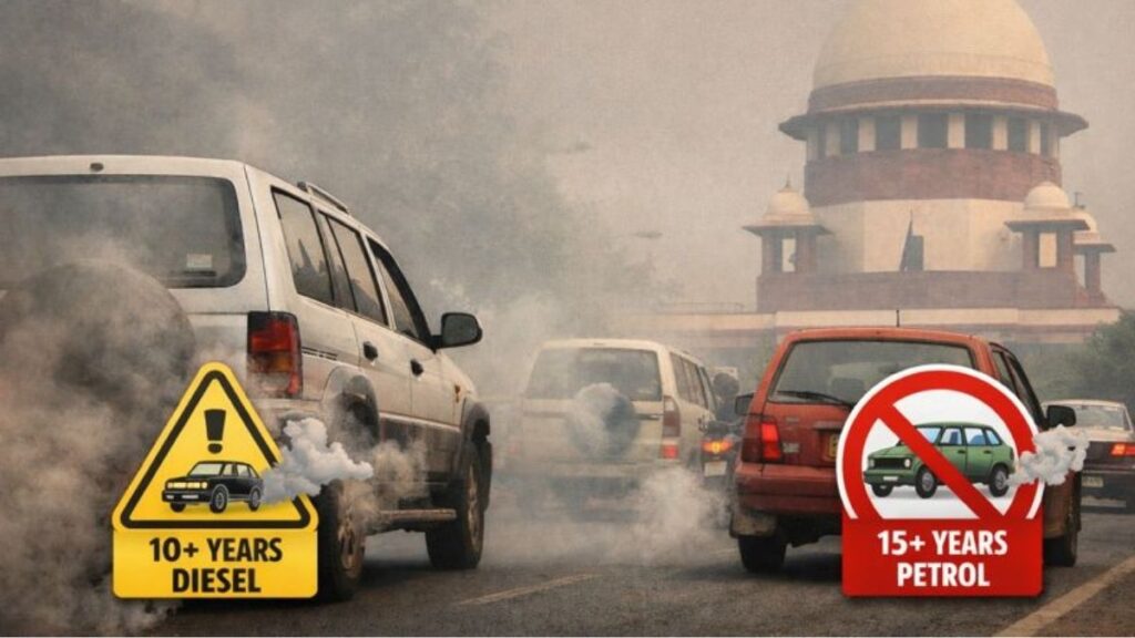 Traffic in heavy smog near Supreme Court